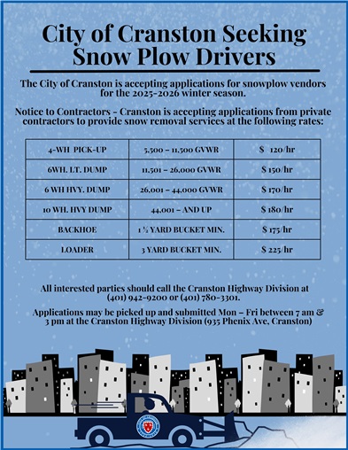 City Seeking Snowplow Drivers